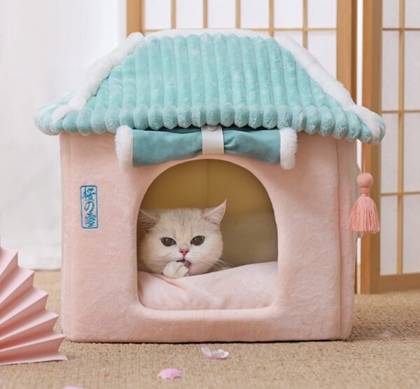 Cat House Removable And Washable Cat Bed Pet Supplies Enclosed Cat House Villa - Image 4