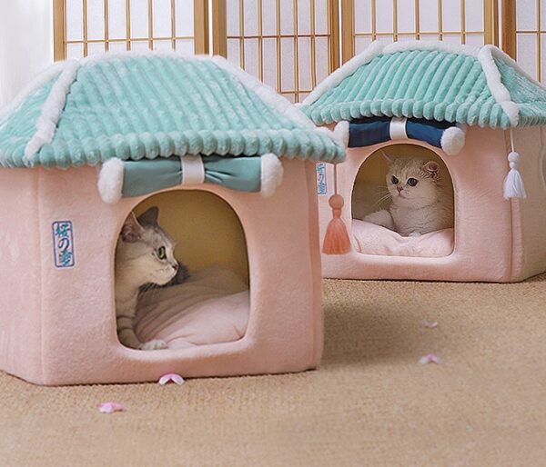 Cat House Removable And Washable Cat Bed Pet Supplies Enclosed Cat House Villa - Image 3