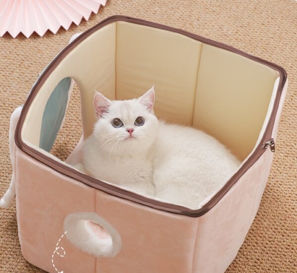 Cat House Removable And Washable Cat Bed Pet Supplies Enclosed Cat House Villa - Image 7