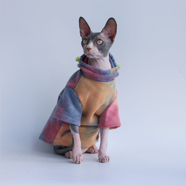 Pet Cats And Dogs Plus Velvet Warmth And Thick Tie-dye Hooded Sweater In Autumn And Winter - Image 4