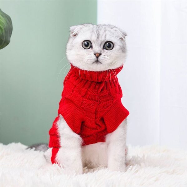 Cat Clothes Cat Pet Supplies Autumn Winter Knitted Sweater Cute Net Red - Image 7