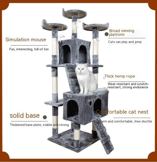 Large Cat Tree Cat Climbing Frame Integrated Jumping Platform Sisal Column - Image 3