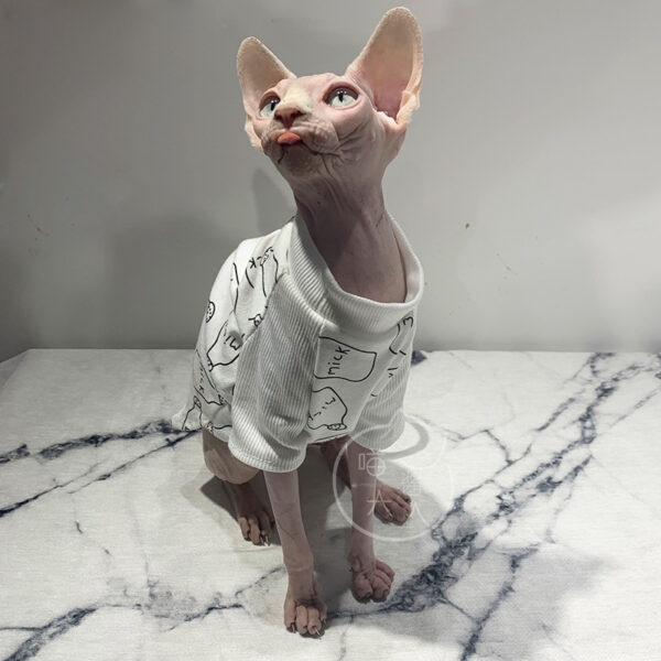 Hairless cat clothes high neck T-shirt - Image 4