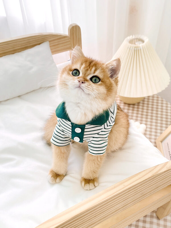 Cute Striped Polo Shirt Cat Clothes - Image 2