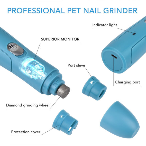 Pet Nail Grinder Electric Nail Polisher For Pet Dog Claw Trimmer Pet Nail Cutter Pet Trimmer Pet Clippers Pet Electric Grooming Toll Pet Nail Trimmer Pet Supplies - Image 5