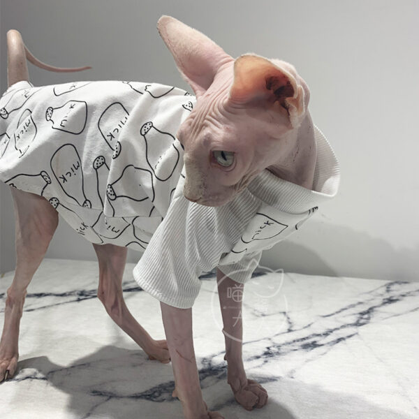 Hairless cat clothes high neck T-shirt - Image 3