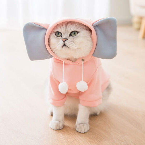 Pet Transformation Dress Spring And Autumn Thin Velvet Cartoon Elephant Funny Cat Clothes